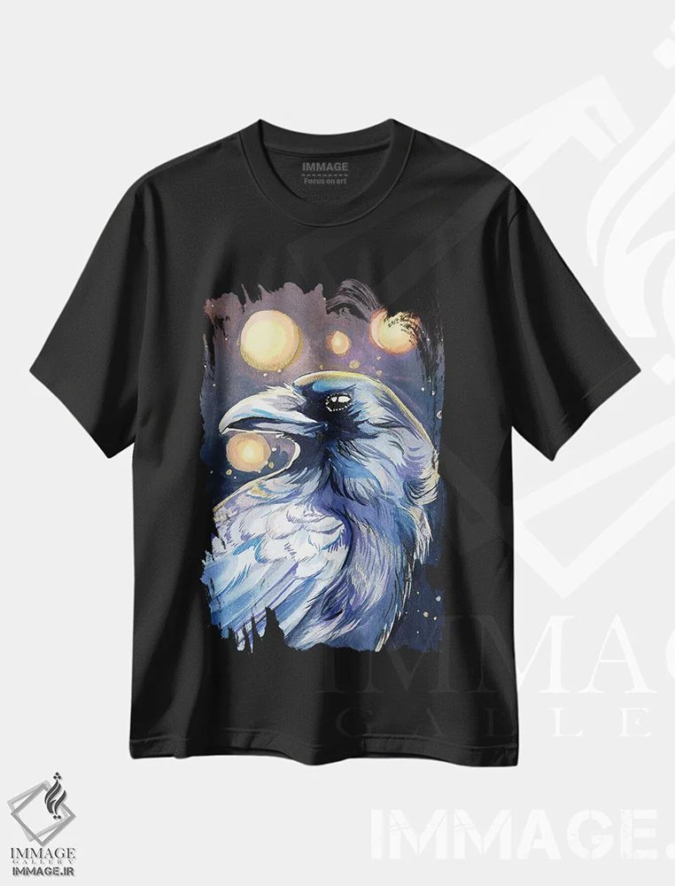 تیشرت مشکی طرح دار کلاغ کهکشانی، مدیوم اثر کتی لیپسکامب | immage.ir