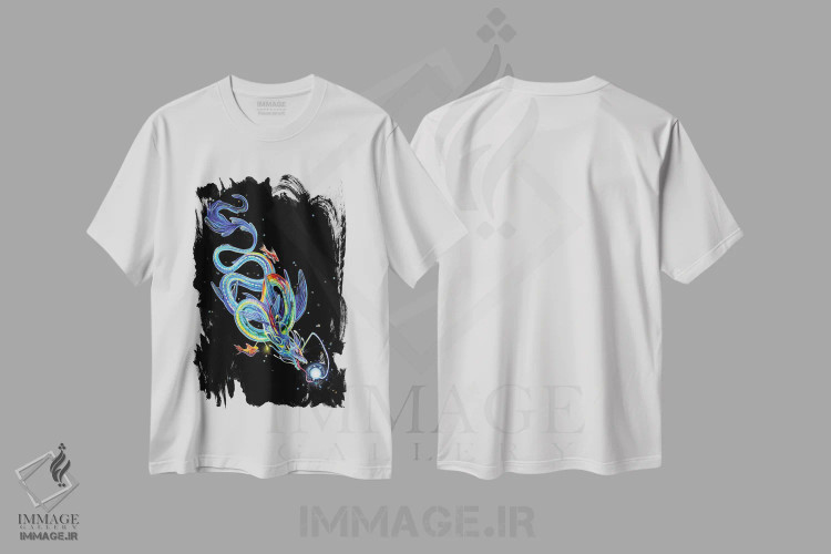 تیشرت سفید طرح دار اژدهای شب تاب، مدیوم اثر کتی لیپسکامب | فروشگاه ایماژ