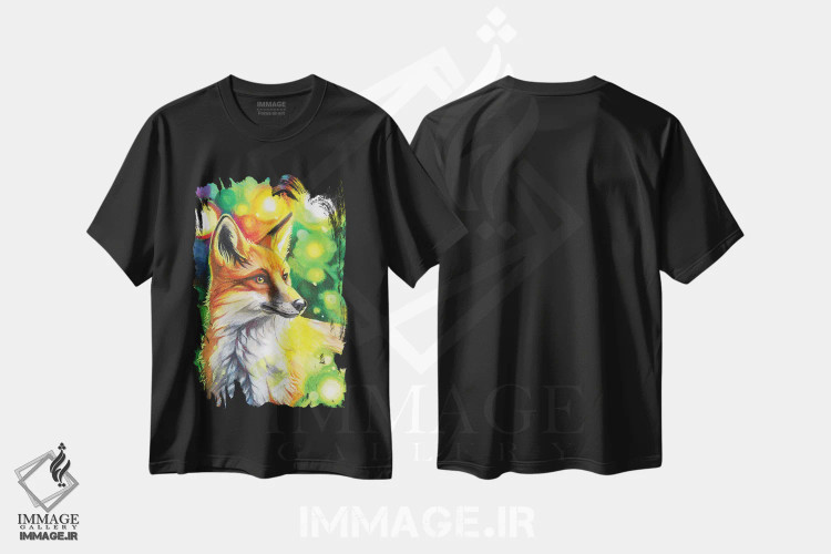 تیشرت مشکی طرح دار روباه آفتابی، مدیوم اثر کتی لیپسکامب | فروشگاه ایماژ