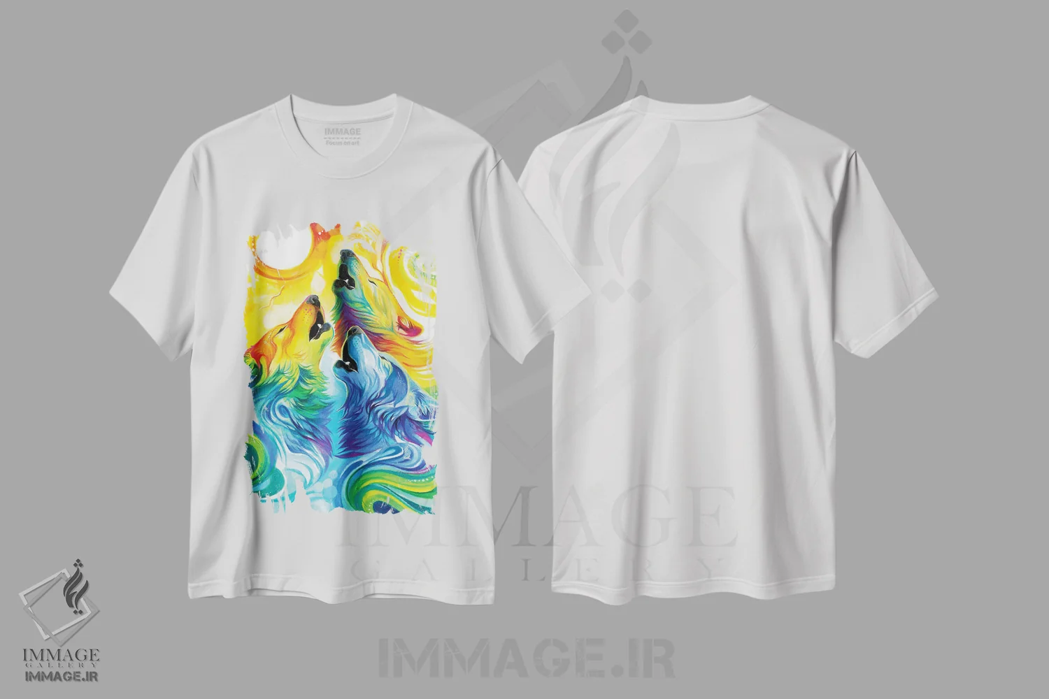 تیشرت سفید طرح دار سه تایی گرگ زوزه کش، مدیوم اثر کتی لیپسکامب | فروشگاه ایماژ