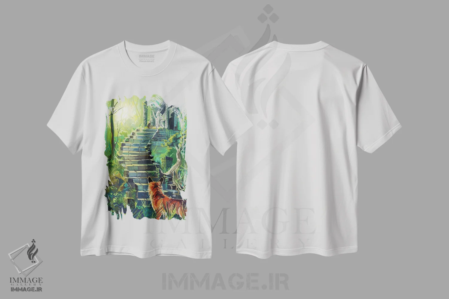 تیشرت سفید طرح دار جنگل افسون شده، مدیوم اثر کتی لیپسکامب | immage.ir