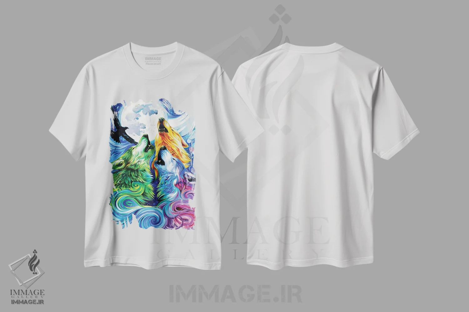 تیشرت سفید طرح دار سه گانه گرگ زوزه کش، مدیوم اثر کتی لیپسکامب | immage.ir
