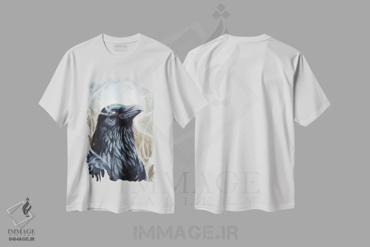 تیشرت سفید طرح دار کلاغ روحانی ۲، مدیوم اثر کتی لیپسکامب | فروشگاه ایماژ