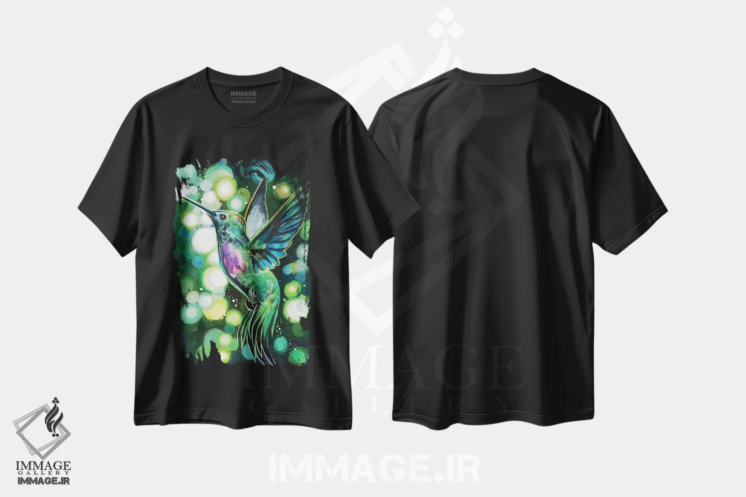 تیشرت مشکی طرح دار پرواز مرغ مگس خوار، مدیوم اثر کتی لیپسکامب | immage.ir