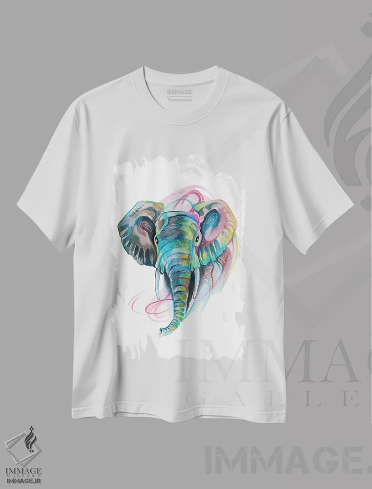 تیشرت سفید طرح دار فیل ۳، تزئینی اثر کتی لیپسکامب | immage.ir