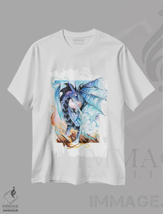 تیشرت سفید طرح دار اژدهای فانتزی، تزئینی اثر کتی لیپسکامب | فروشگاه ایماژ