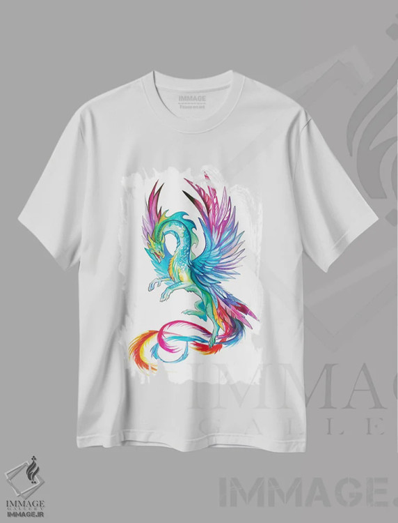 تیشرت سفید طرح دار اژدهای مرغ مگس خوار، تزئینی اثر کتی لیپسکامب | فروشگاه ایماژ