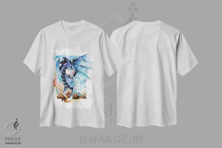 تیشرت سفید طرح دار اژدهای فانتزی، تزئینی اثر کتی لیپسکامب | فروشگاه ایماژ
