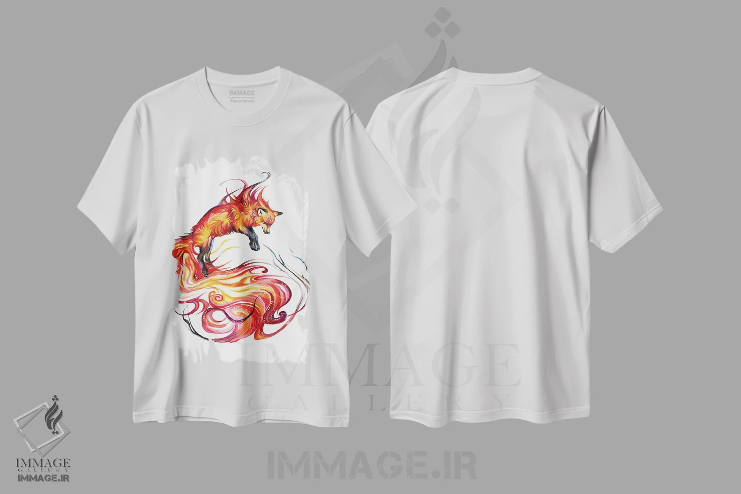 تیشرت سفید طرح دار روباه کهکشان آتشین، تزئینی اثر کتی لیپسکامب | immage.ir
