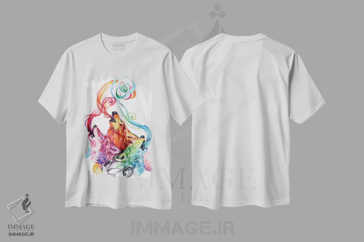 تیشرت سفید طرح دار سه تایی گرگ زوزه کش ۲، تزئینی اثر کتی لیپسکامب | immage.ir