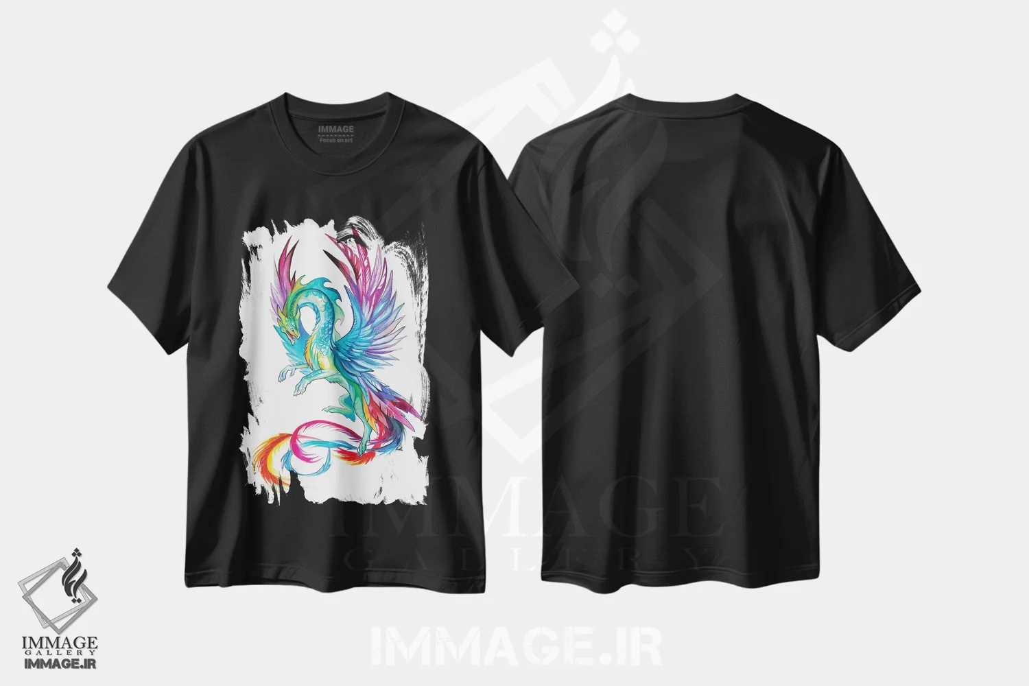 تیشرت مشکی طرح دار اژدهای مرغ مگس خوار، تزئینی اثر کتی لیپسکامب | immage.ir