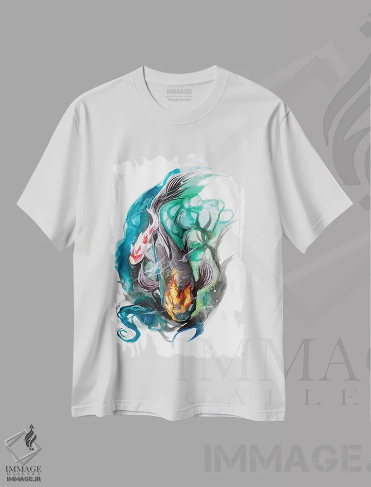 تیشرت سفید طرح دار حوضچه ماهی کوی، تزئینی اثر کتی لیپسکامب | immage.ir
