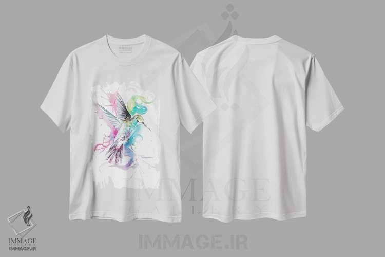تیشرت سفید طرح دار مرغ مگس خوار، تزئینی اثر کتی لیپسکامب | immage.ir
