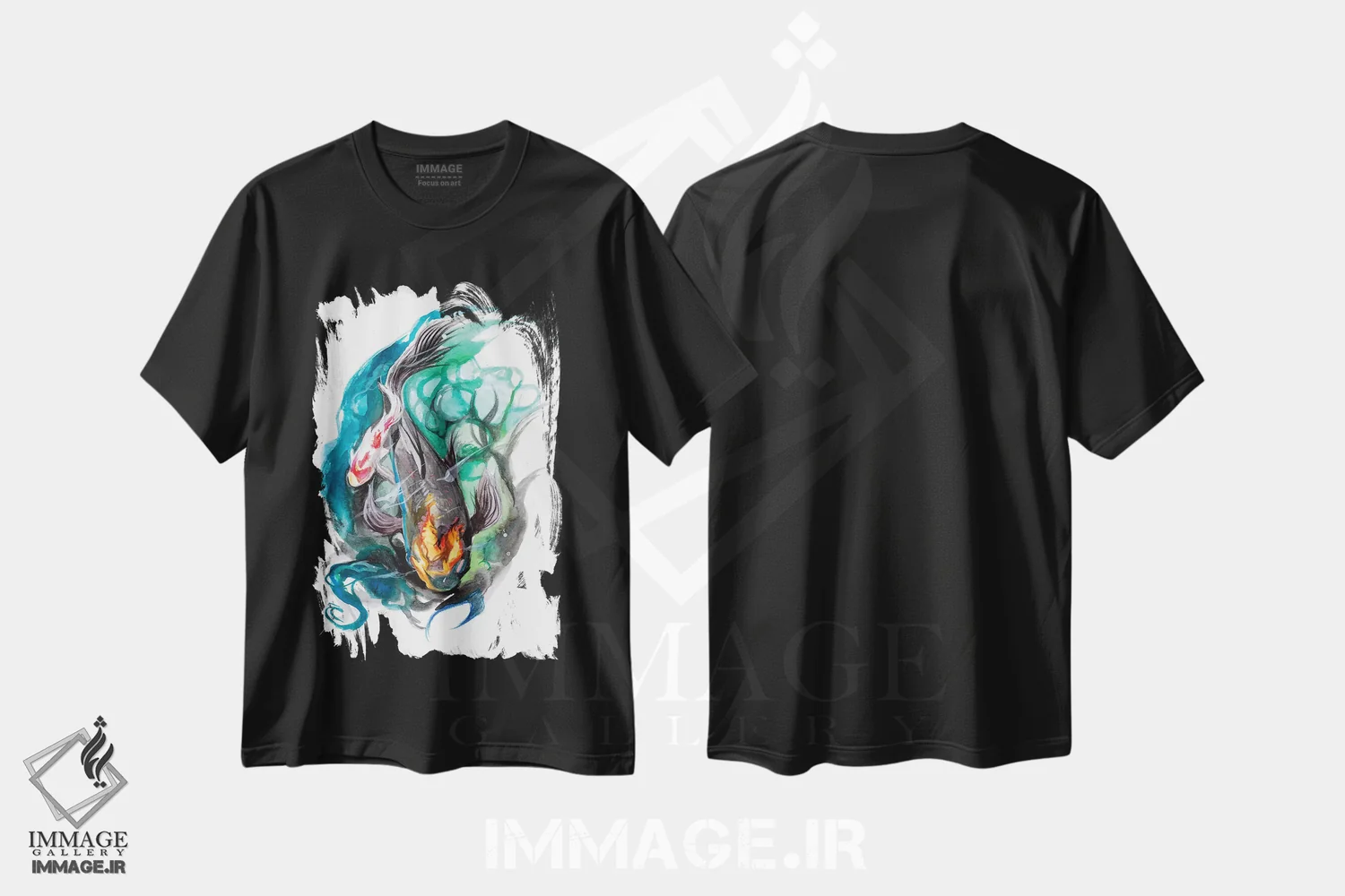 تیشرت مشکی طرح دار حوضچه ماهی کوی، تزئینی اثر کتی لیپسکامب | فروشگاه ایماژ