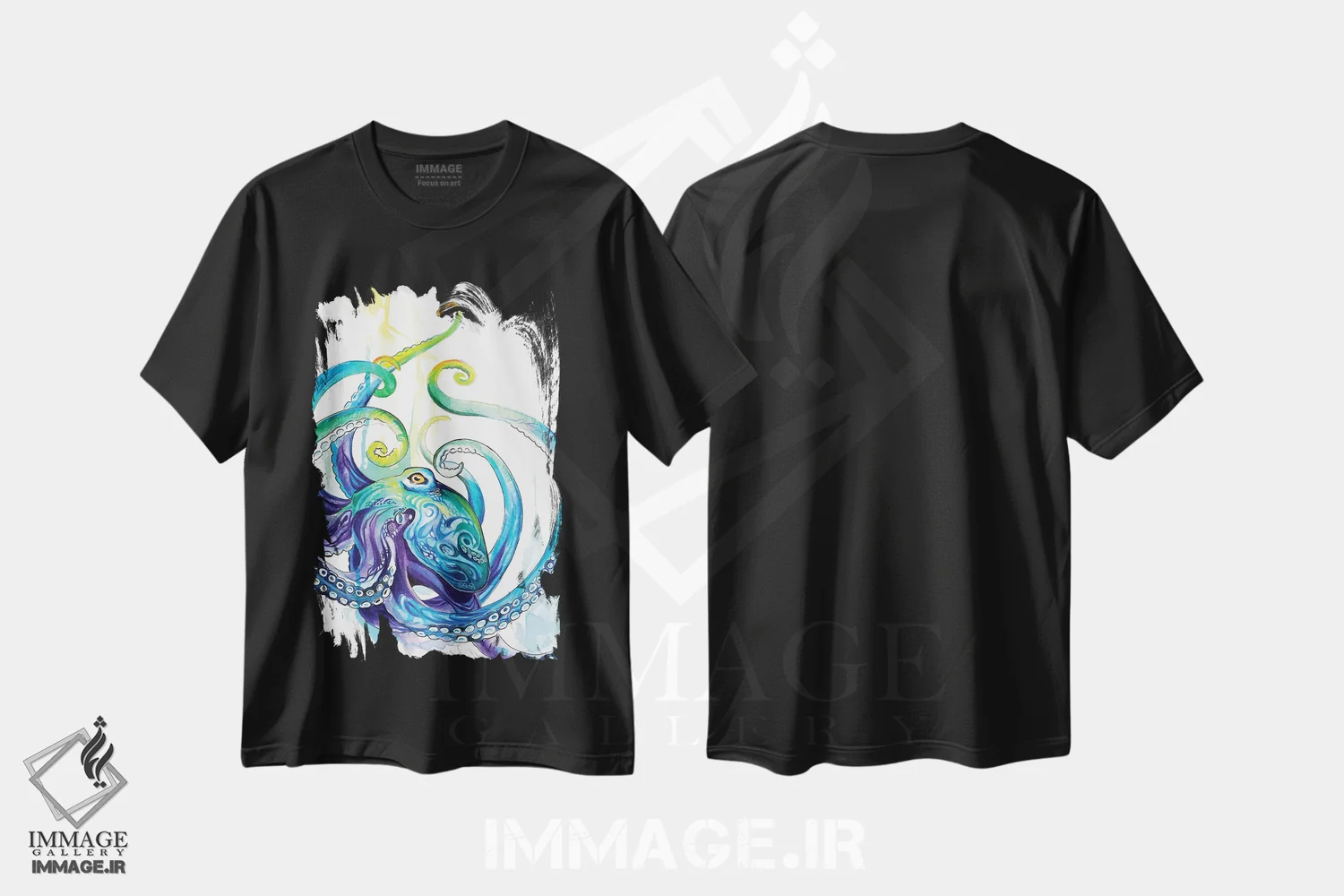 تیشرت مشکی طرح دار اختاپوس، تزئینی اثر کتی لیپسکامب | immage.ir