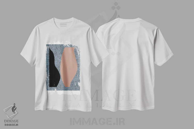 تیشرت سفید طرح دار اشکال نقطه ای، آبستره اثر کارولینا کلینگ | فروشگاه ایماژ