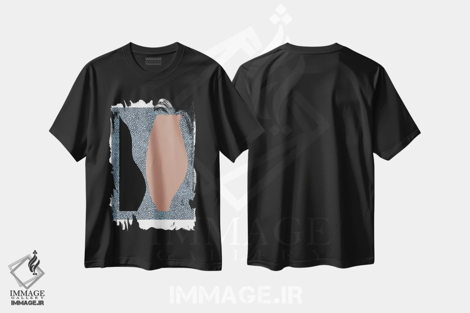تیشرت مشکی طرح دار اشکال نقطه ای، آبستره اثر کارولینا کلینگ | immage.ir