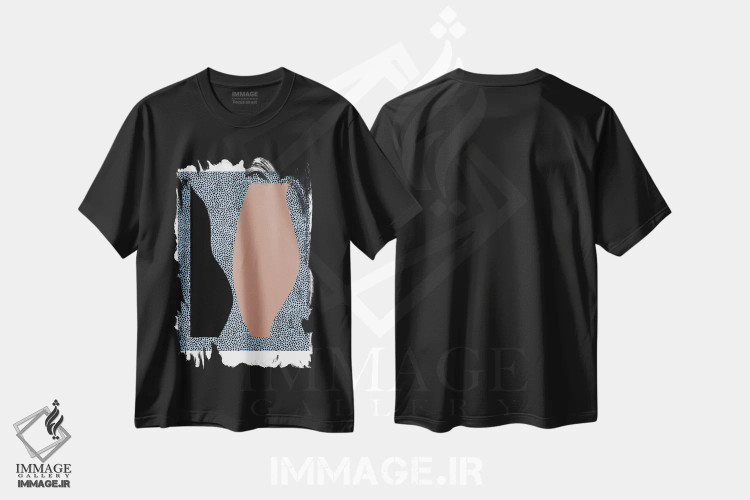 تیشرت مشکی طرح دار اشکال نقطه ای، آبستره اثر کارولینا کلینگ | immage.ir