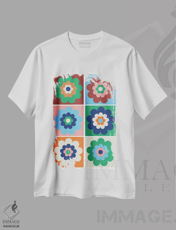 تیشرت سفید طرح دار در حال شکوفه، تزئینی اثر کارولینا کلینگ | immage.ir