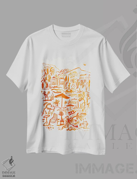 تیشرت سفید طرح دار توسکانی - قرمز، تزئینی اثر کارولینا کلینگ | فروشگاه ایماژ