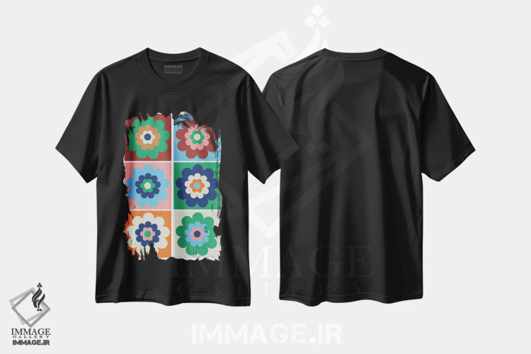 تیشرت مشکی طرح دار در حال شکوفه، تزئینی اثر کارولینا کلینگ | فروشگاه ایماژ