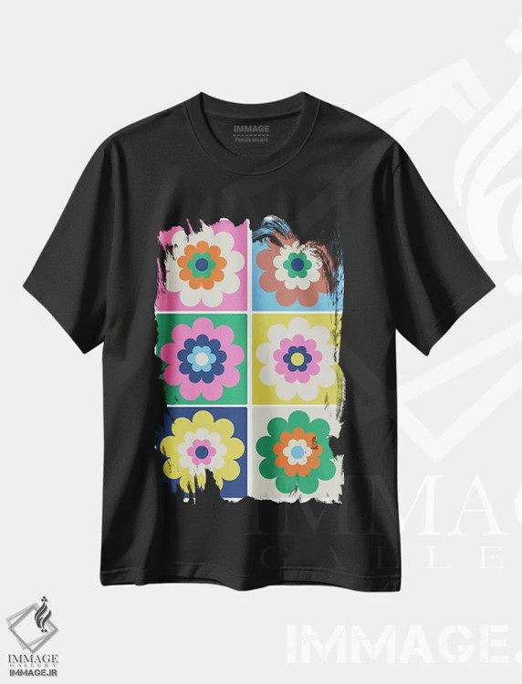 تیشرت مشکی طرح دار در حال شکوفه - پاپ، تزئینی اثر کارولینا کلینگ | immage.ir