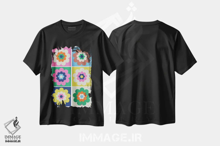تیشرت مشکی طرح دار در حال شکوفه - پاپ، تزئینی اثر کارولینا کلینگ | immage.ir