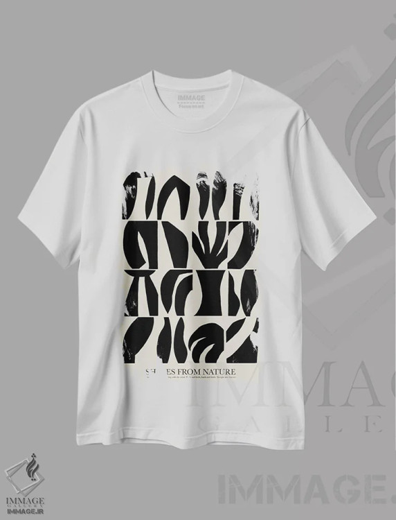 تیشرت سفید طرح دار اشکال - مشکی، آبستره اثر کارولینا کلینگ | immage.ir