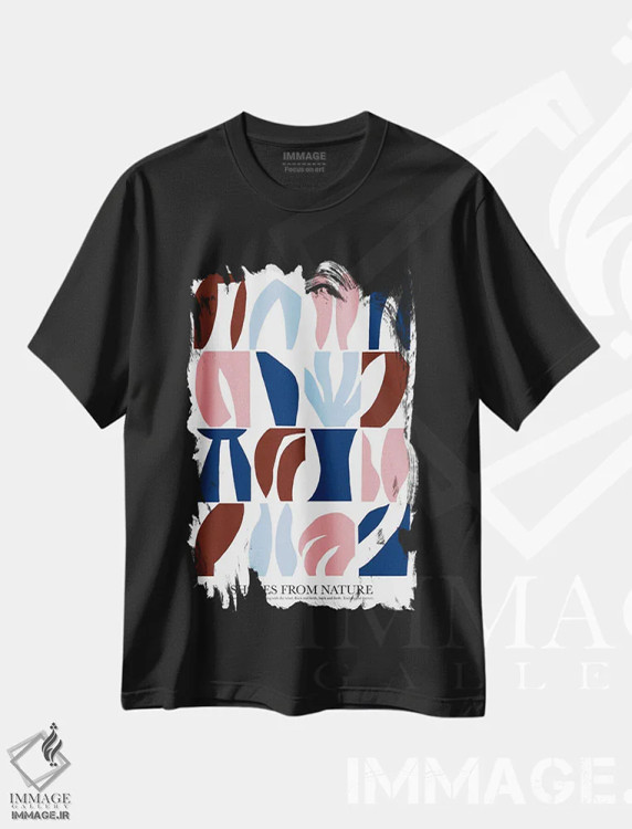 تیشرت مشکی طرح دار اشکال - خاکی، آبستره اثر کارولینا کلینگ | فروشگاه ایماژ