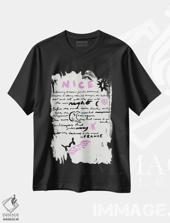 تیشرت مشکی طرح دار تابستان در نیس، تزئینی اثر کارولینا کلینگ | immage.ir