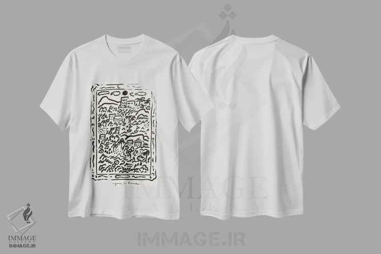 تیشرت سفید طرح دار جنوب فرانسه - مشکی، تزئینی اثر کارولینا کلینگ | immage.ir