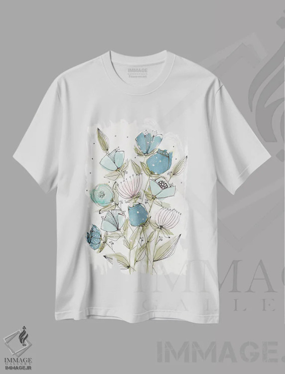 تیشرت سفید طرح دار بهار شکوفا ۲، دکور معاصر اثر کرینلاکس | immage.ir