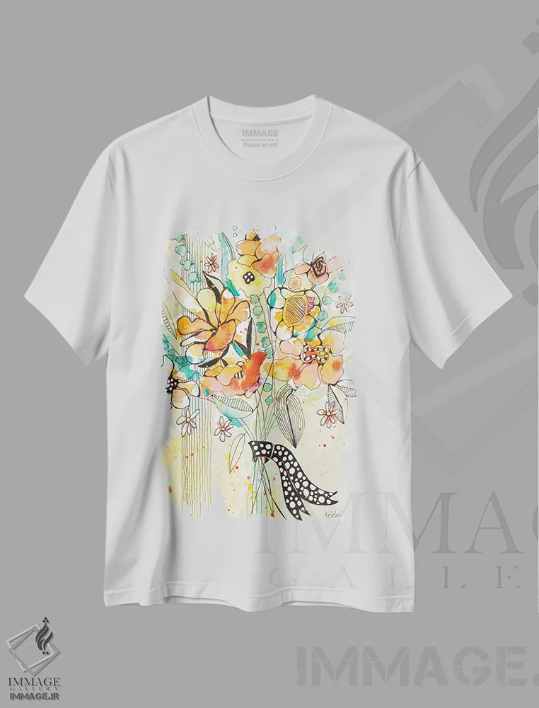 تیشرت سفید طرح دار دسته گل وحشی شکوفا، دکور معاصر اثر کرینلاکس | immage.ir