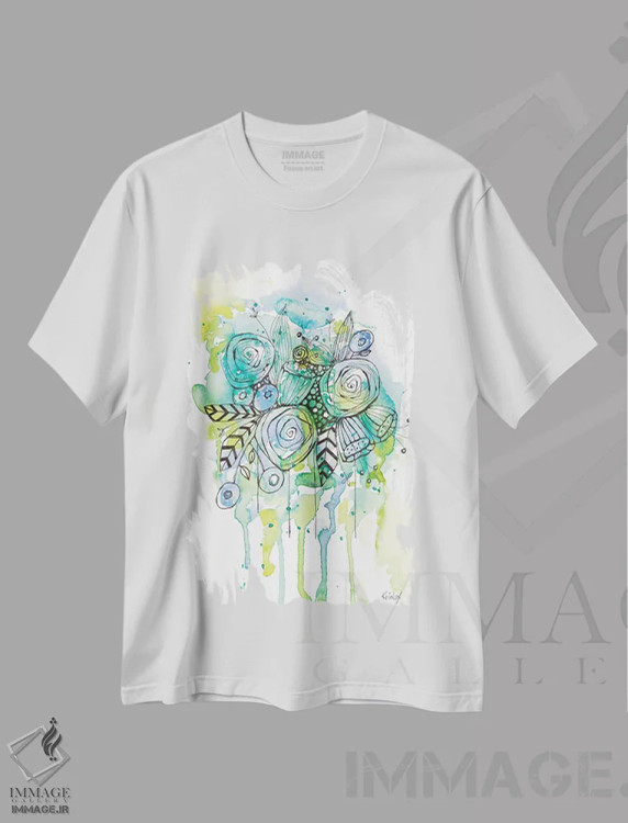 تیشرت سفید طرح دار شستشوی دسته گل گل ها، دکور معاصر اثر کرینلاکس | immage.ir