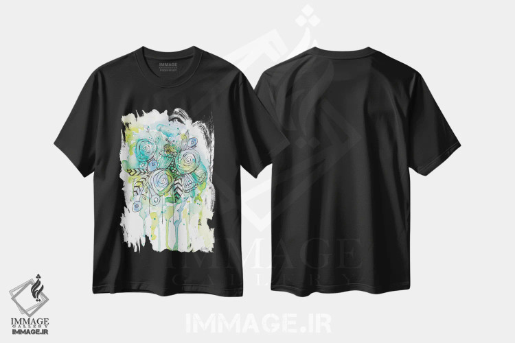 تیشرت مشکی طرح دار شستشوی دسته گل گل ها، دکور معاصر اثر کرینلاکس | فروشگاه ایماژ