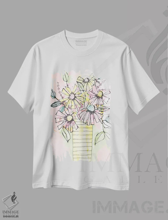 تیشرت سفید طرح دار گلدان گل های وحشی، دکور معاصر اثر کرینلاکس | immage.ir