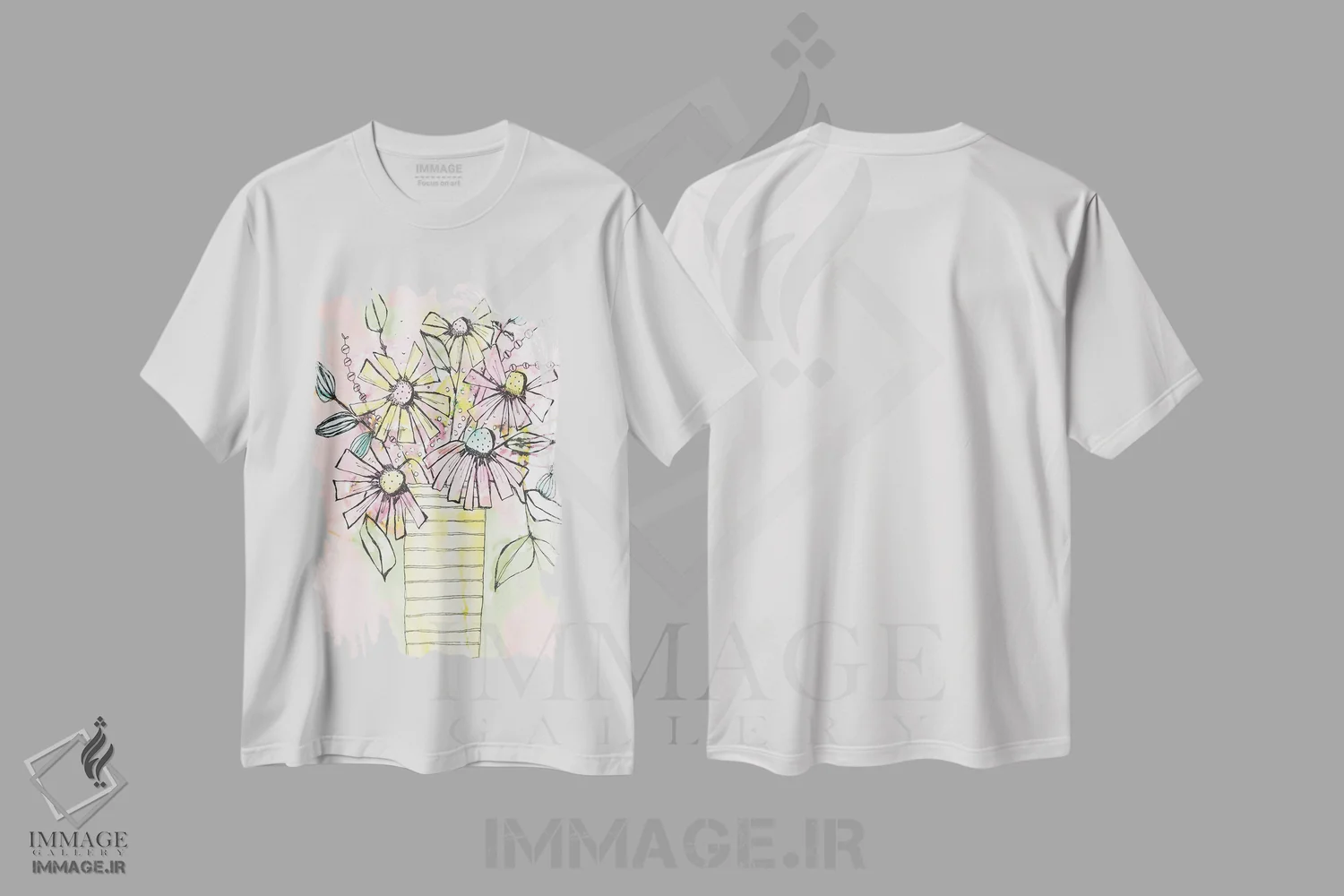 تیشرت سفید طرح دار گلدان گل های وحشی، دکور معاصر اثر کرینلاکس | immage.ir