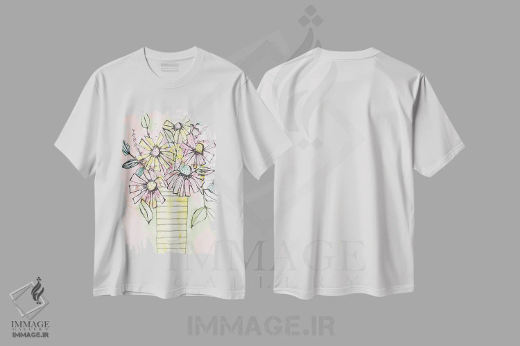 تیشرت سفید طرح دار گلدان گل های وحشی، دکور معاصر اثر کرینلاکس | immage.ir