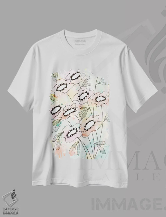 تیشرت سفید طرح دار دسته گل بهاری، مدیوم اثر کرینلاکس | فروشگاه ایماژ