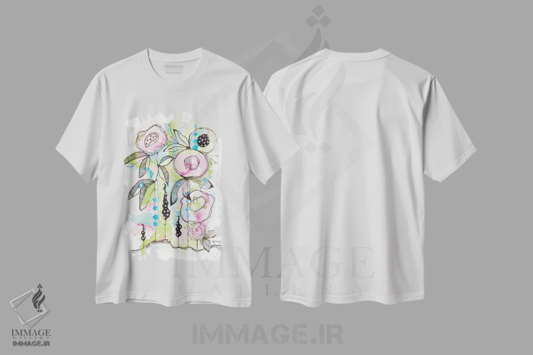 تیشرت سفید طرح دار تابستان شکوفا ۱، تزئینی اثر کرینلاکس | immage.ir