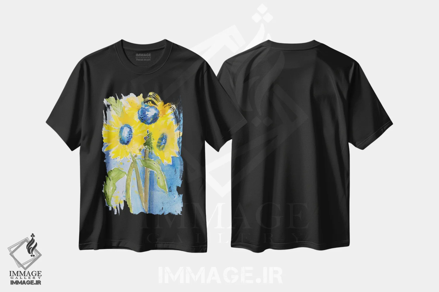 تیشرت مشکی طرح دار گل های آفتابگردان، دکور معاصر اثر کرینلاکس | immage.ir