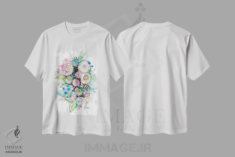 تیشرت سفید طرح دار تابستان شکوفا ۲، تزئینی اثر کرینلاکس | immage.ir