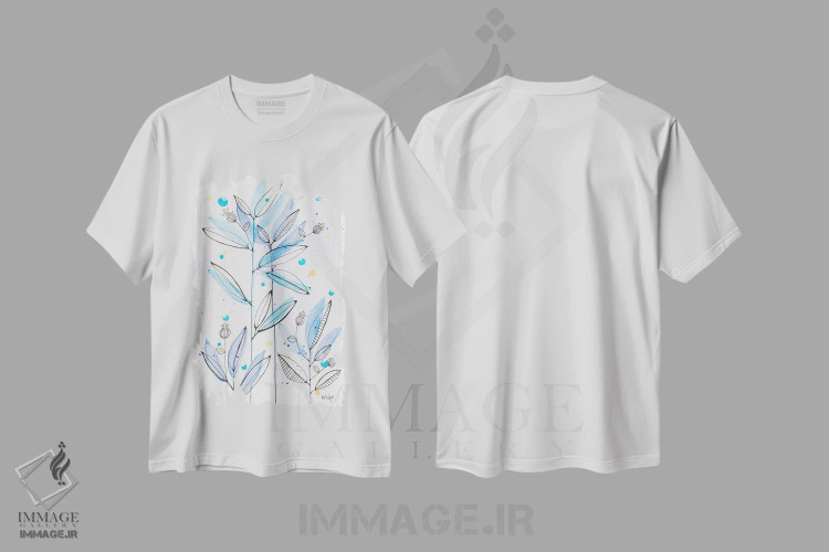 تیشرت سفید طرح دار مهر گیاهی ۱، تزئینی اثر کرینلاکس | فروشگاه ایماژ