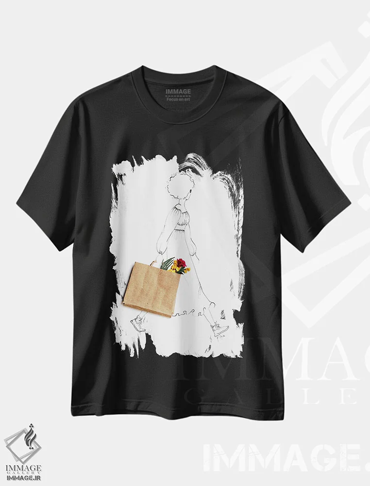 تیشرت مشکی طرح دار کمک گل ها، هنر آمریکایی آفریقایی تبار اثر کِلی لوتهال | immage.ir