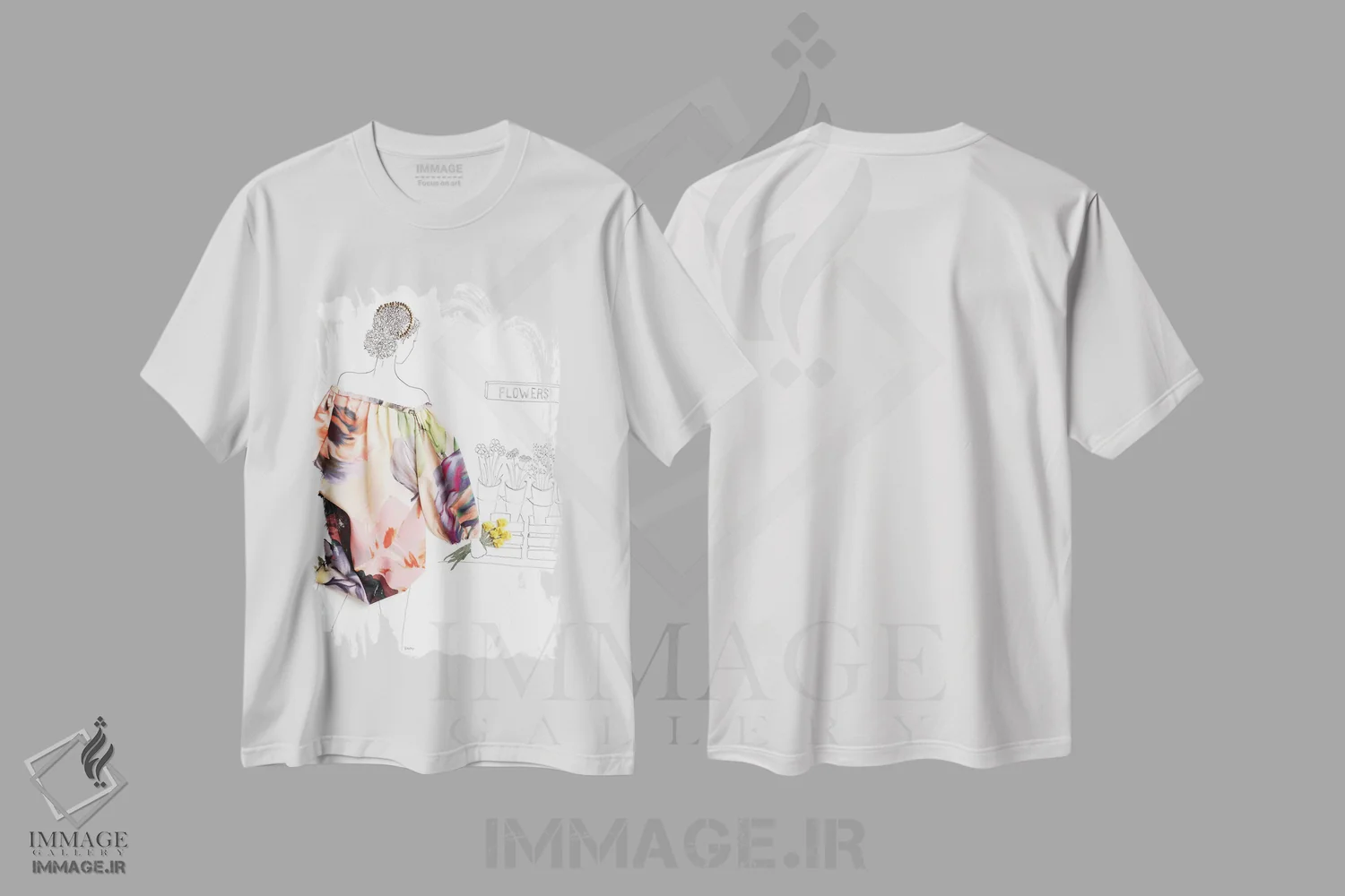 تیشرت سفید طرح دار چیدن گل، هنر آمریکایی آفریقایی تبار اثر کِلی لوتهال | immage.ir