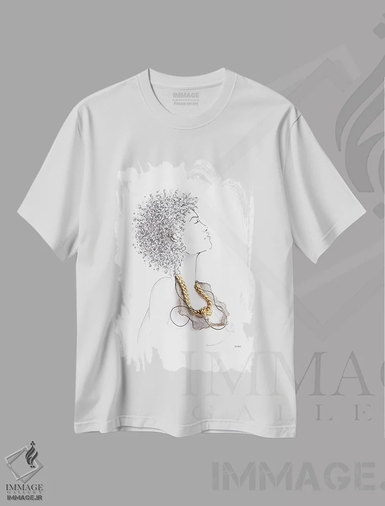 تیشرت سفید طرح دار رهایی، هنر آمریکایی آفریقایی تبار اثر کِلی لوتهال | فروشگاه ایماژ