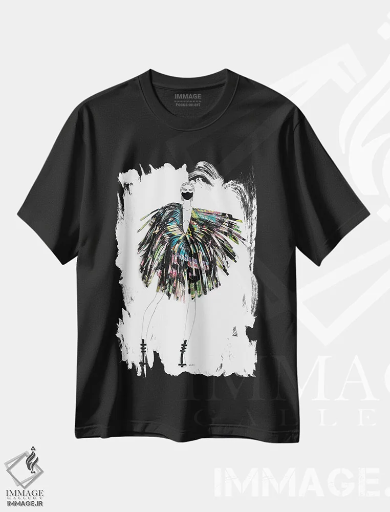 تیشرت مشکی طرح دار او می تواند رهبری کند، هنر آمریکایی آفریقایی تبار اثر کِلی لوتهال | فروشگاه ایماژ