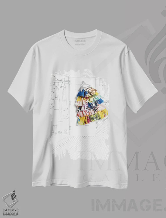 تیشرت سفید طرح دار مد تابستانی کمد لباس، مدیوم اثر کِلی لوتهال | فروشگاه ایماژ