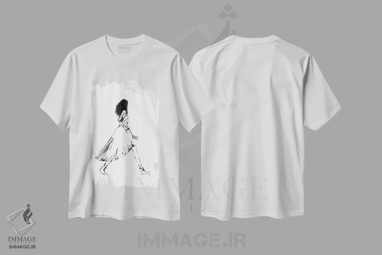 تیشرت سفید طرح دار دختر پیاده رو ۱، هنر آمریکایی آفریقایی تبار اثر کِلی لوتهال | فروشگاه ایماژ