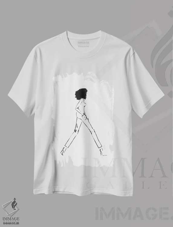 تیشرت سفید طرح دار دختر پیاده رو ۳، هنر آمریکایی آفریقایی تبار اثر کِلی لوتهال | فروشگاه ایماژ